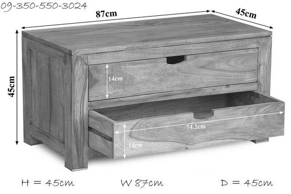 GREY WOOD komód, masszív indiai paliszander 45x87 cm