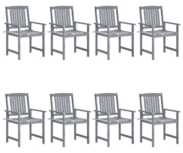 VidaXL 8 db szürke tömör akácfa kerti szék párnákkal