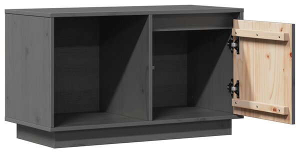 Szürke tömör fenyőfa TV-szekrény 74x35x44 cm