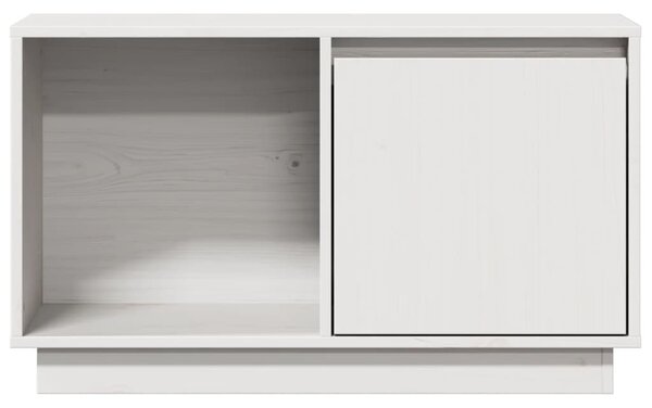 Fehér tömör fenyőfa TV-szekrény 74x35x44 cm