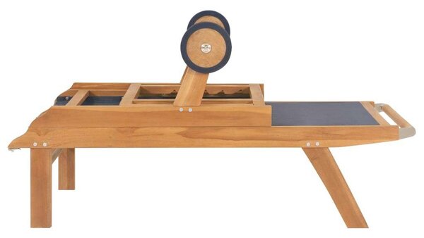 VidaXL Teakfa Napozóágy - Textilén Szövet - Összecsukható - 206cm