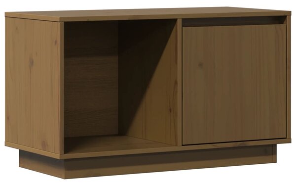 Mézbarna tömör fenyőfa TV-szekrény 74x35x44 cm