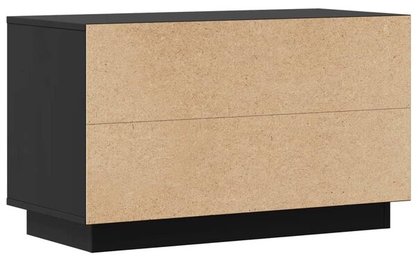 Fekete tömör fenyőfa TV-szekrény 74x35x44 cm