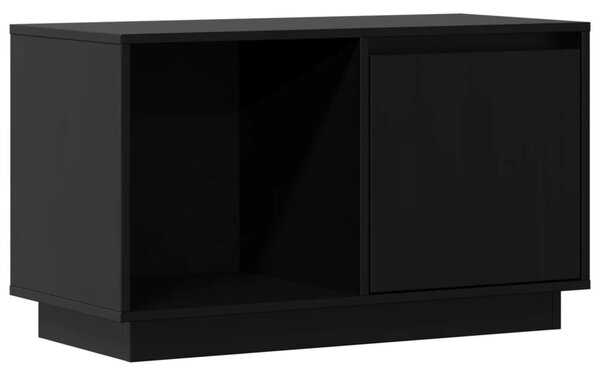Fekete tömör fenyőfa TV-szekrény 74x35x44 cm