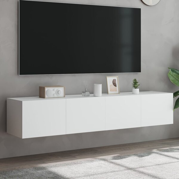 2 db fehér falra szerelhető TV-szekrény LED-del 80x35x31 cm