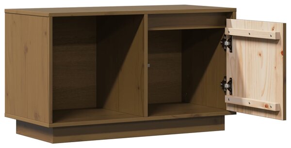 Mézbarna tömör fenyőfa TV-szekrény 74x35x44 cm