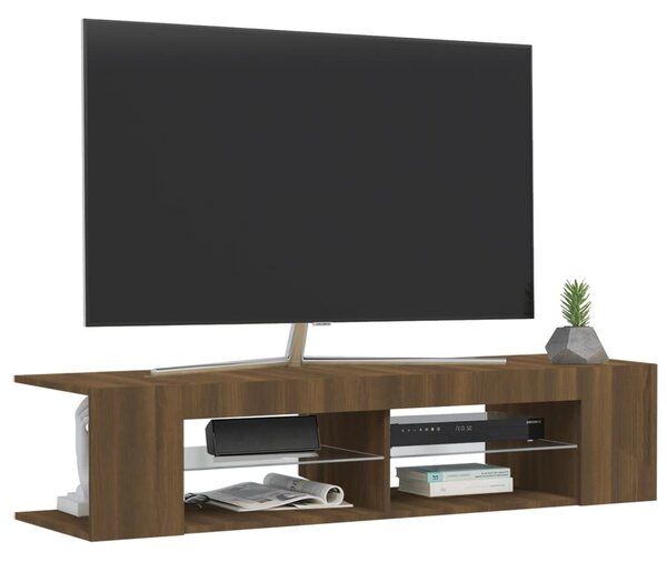 Barna tölgyszínű TV-szekrény LED-világítással 135 x 39 x 30 cm