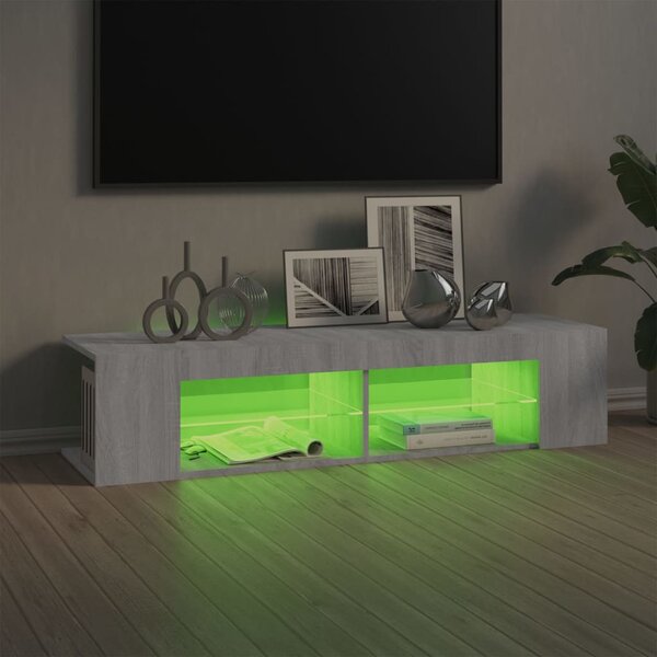 Szürke sonoma színű TV-szekrény LED-lámpákkal 135 x 39 x 30 cm