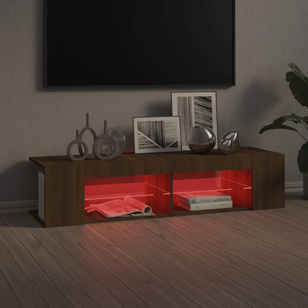 Barna tölgyszínű TV-szekrény LED-világítással 135 x 39 x 30 cm