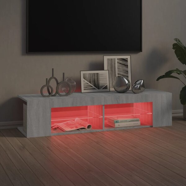 Szürke sonoma színű TV-szekrény LED-lámpákkal 135 x 39 x 30 cm