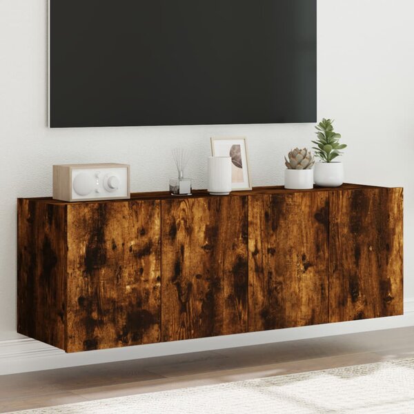 2 db füstös tölgy fali TV-szekrény LED-ekkel 60x35x41 cm