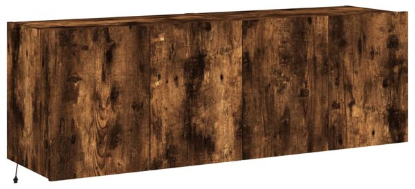 2 db füstös tölgy fali TV-szekrény LED-ekkel 60x35x41 cm