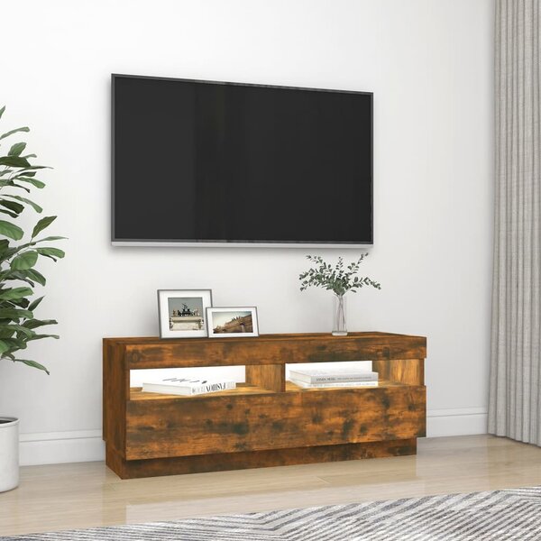 Füstös tölgy színű TV-szekrény LED-világítással 100x35x40 cm