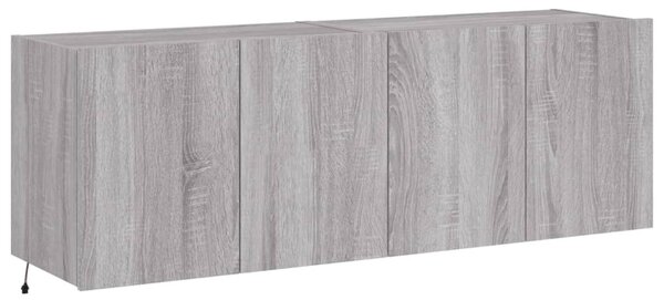 2 db szürke sonoma fali TV-szekrény LED-ekkel 60x35x41 cm