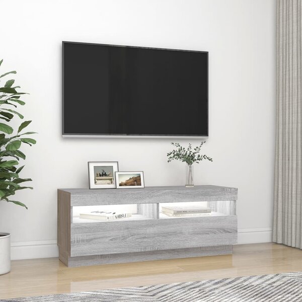 Szürke sonoma TV-szekrény LED-lámpákkal 100 x 35 x 40 cm