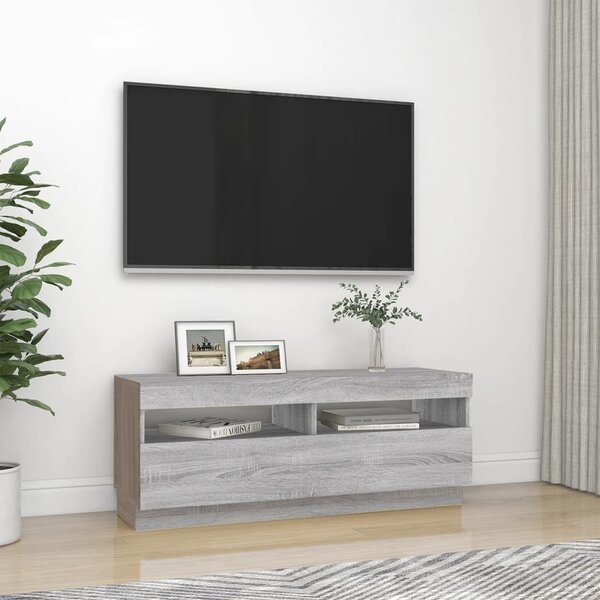 Szürke sonoma TV-szekrény LED-lámpákkal 100 x 35 x 40 cm