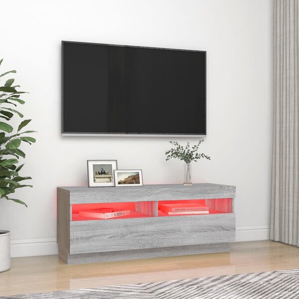 Szürke sonoma TV-szekrény LED-lámpákkal 100 x 35 x 40 cm