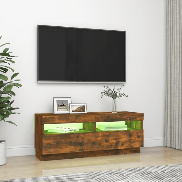 Füstös tölgy színű TV-szekrény LED-világítással 100x35x40 cm