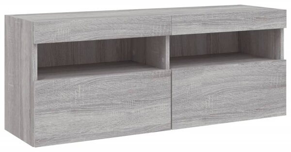 Szürke sonoma színű fali TV-szekrény LED-del 100x30x40 cm