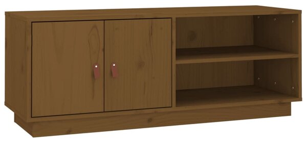 Mézbarna tömör fenyőfa TV-szekrény 105 x 34 x 40 cm