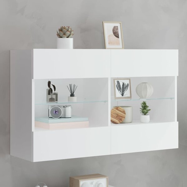 Fehér fali TV-szekrény LED-világítással 98,5x30x60,5 cm