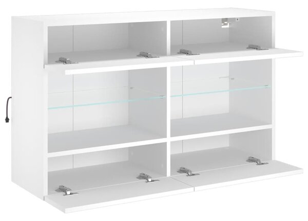 Fehér fali TV-szekrény LED-világítással 98,5x30x60,5 cm