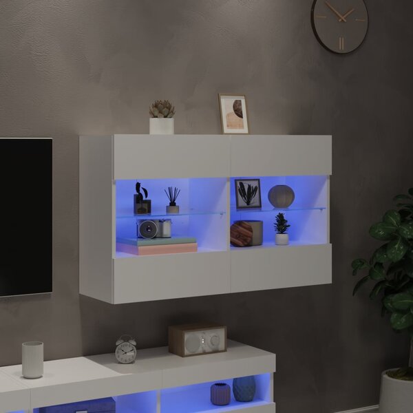 Fehér fali TV-szekrény LED-világítással 98,5x30x60,5 cm