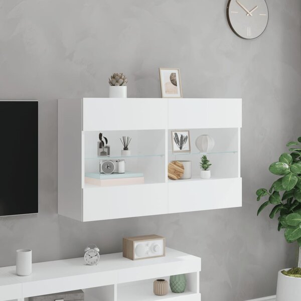Fehér fali TV-szekrény LED-világítással 98,5x30x60,5 cm