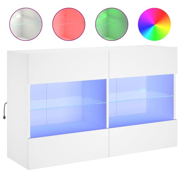 Fehér fali TV-szekrény LED-világítással 98,5x30x60,5 cm
