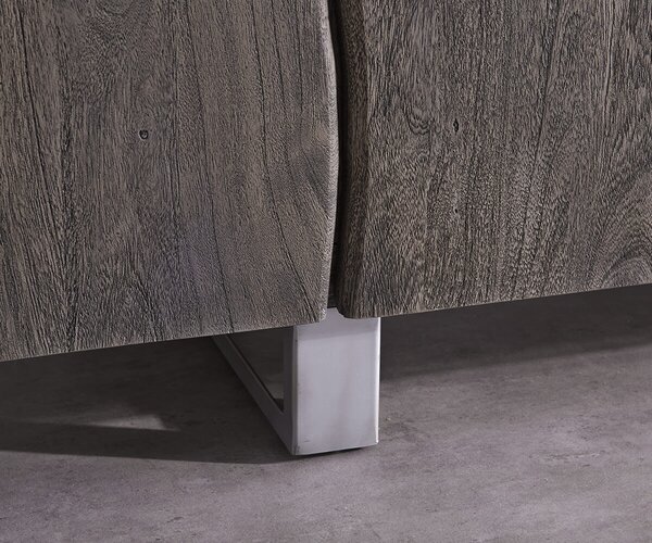 DELIFE Komód Live-Edge 220 cm akác platina masszív 6 ajtós