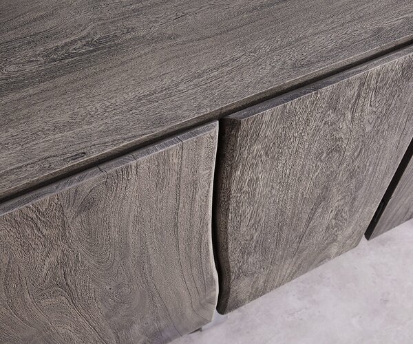 DELIFE Komód Live-Edge 220 cm akác platina masszív 6 ajtós