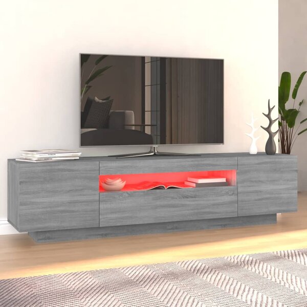 Szürke sonoma színű TV-szekrény LED-lámpákkal 160x35x40 cm