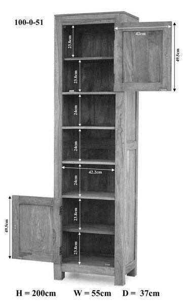 GREY WOOD rózsafa polc, masszív paliszander 200x55 cm