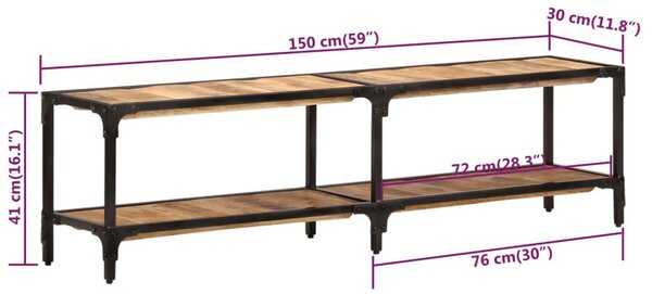 Tömör mangófa TV-szekrény 150x30x41 cm
