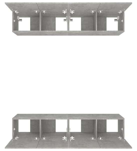 4 db betonszürke szerelt fa fali TV-szekrény 80 x 30 x 30 cm