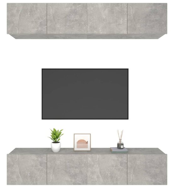 4 db betonszürke szerelt fa fali TV-szekrény 80 x 30 x 30 cm