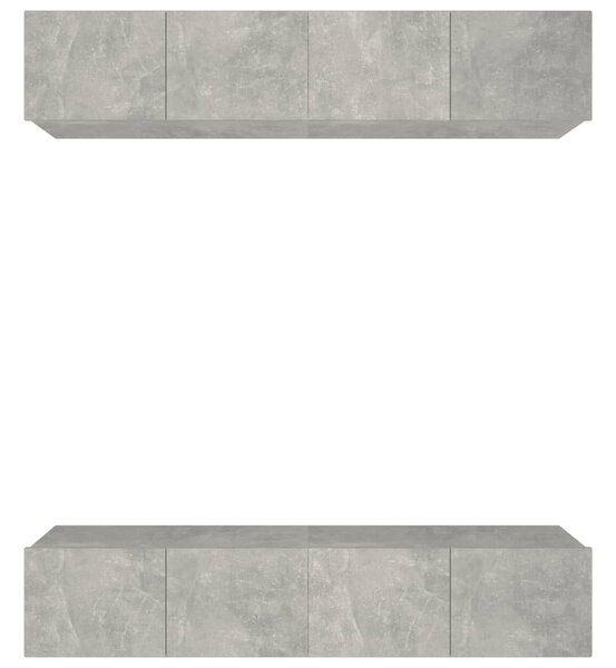 4 db betonszürke szerelt fa fali TV-szekrény 80 x 30 x 30 cm