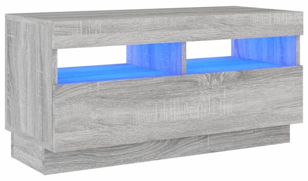 Szürke sonoma TV-szekrény LED világítással 80 x 35 x 40 cm