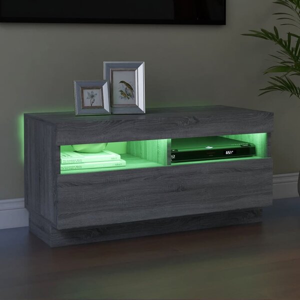 Szürke sonoma TV-szekrény LED világítással 80 x 35 x 40 cm