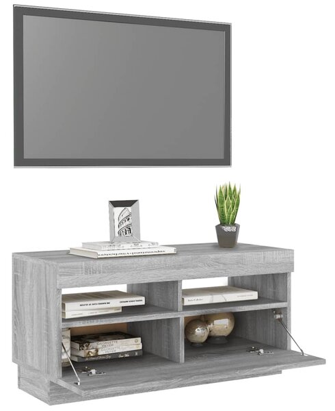 Szürke sonoma TV-szekrény LED világítással 80 x 35 x 40 cm