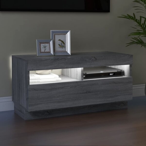 Szürke sonoma TV-szekrény LED világítással 80 x 35 x 40 cm