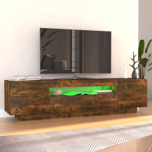 Füstös tölgy színű TV-szekrény LED-világítással 160x35x40 cm