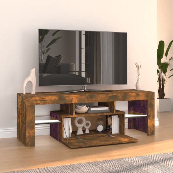 Füstös tölgy színű TV-szekrény LED-világítással 120x35x40 cm
