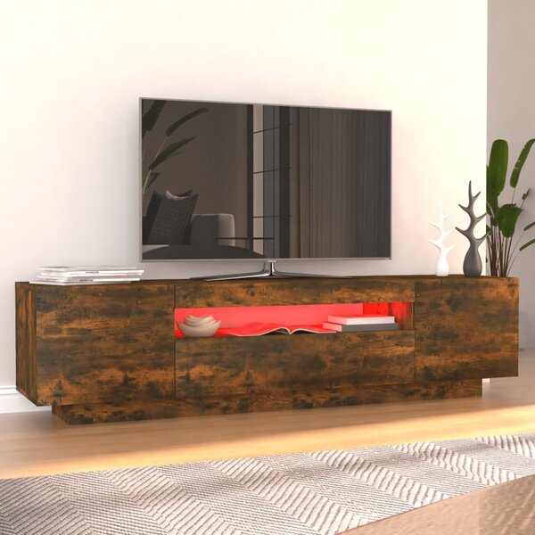 Füstös tölgy színű TV-szekrény LED-világítással 160x35x40 cm