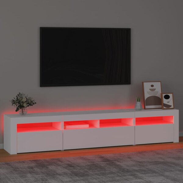 Fehér TV-szekrény LED-lámpákkal 210x35x40 cm
