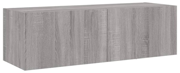 Szürke sonoma színű fali TV-szekrény LED-ekkel 100 x 35 x 31 cm