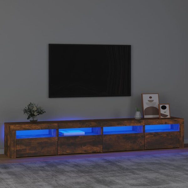 Füstös tölgy színű TV-szekrény LED-lámpákkal 240x35x40 cm