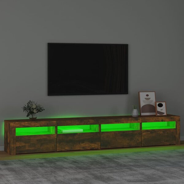 Füstös tölgy színű TV-szekrény LED-lámpákkal 240x35x40 cm