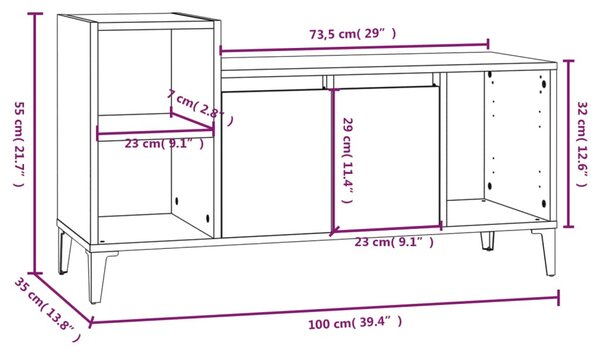 Barna tölgyszínű szerelt fa TV-szekrény 100x35x55 cm