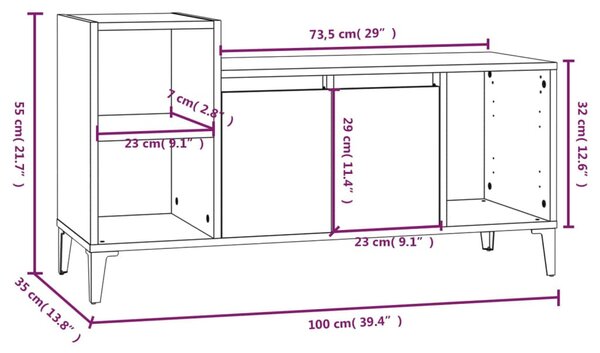 Szürke sonoma színű szerelt fa TV-szekrény 100x35x55 cm